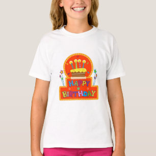 Cake with Candles, on Top of a Colourful T-shirt