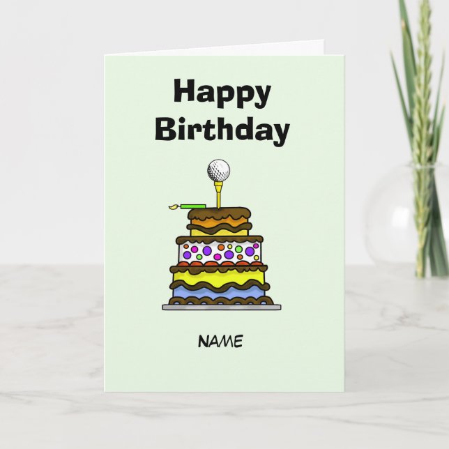 Cake with Golf Ball Birthday Card (Front)