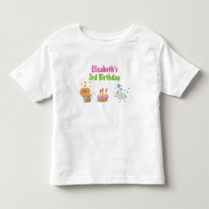 Cake with Party Lion and Balloon Sheep Birthday Toddler T-Shirt