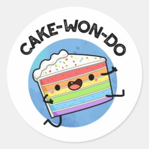 Cake-won-do Funny Taekwondo Cake Pun  Classic Round Sticker