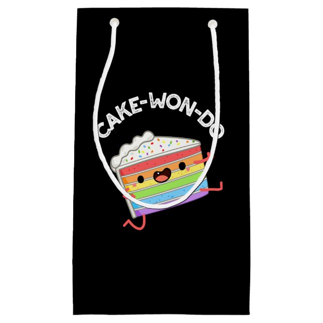 Cake-won-do Funny Taekwondo Cake Pun Dark BG Small Gift Bag (Front)