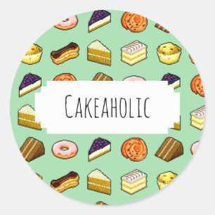 Cakeaholic Delicious Cakes Pattiserie Pattern Classic Round Sticker
