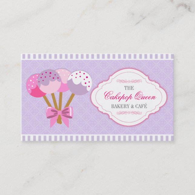 Cakepop Queen Bakery Lavender and Fuchsia Business Card (Front)
