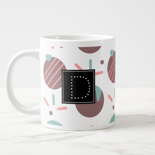 Cakepop Sprinkles Heart Confetti Pattern Monogram Large Coffee Mug (Left)