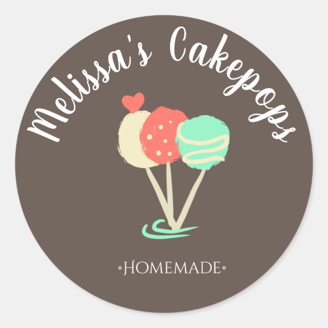 Cakepop with Sprinkles Logo Homemade Bakery Swirls Classic Round Sticker (Front)
