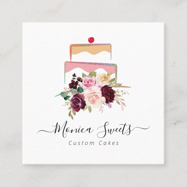cakery floral logo business card (Front)