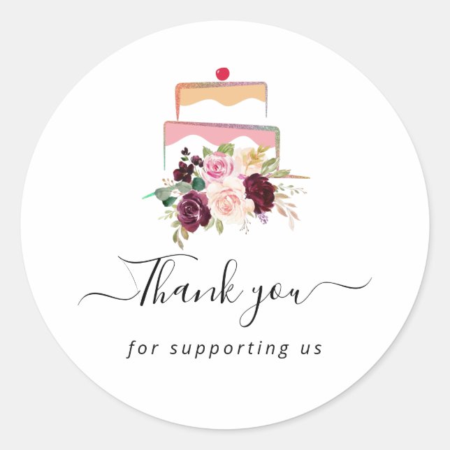 cakery watecolor floral classic round sticker (Front)