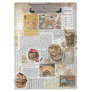 Cakes & Coffee Vintage Ephemera Decoupage Clipboard