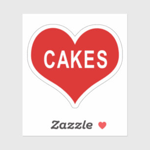 CAKES Red Love Heart Vinyl Sticker