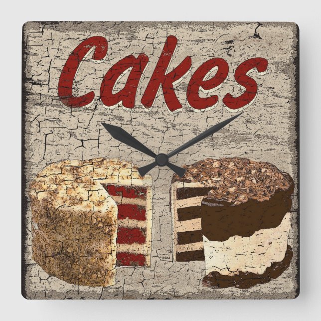 Cakes Square Wall Clock (Front)