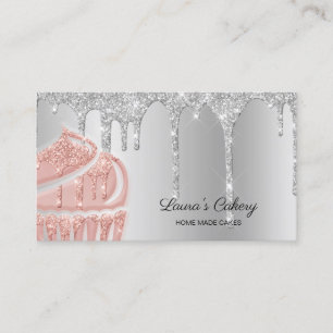 Cakes & Sweets Cupcake  Bakery Dripping Rose Gold  Business Card