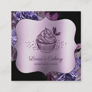 Cakes Sweets Cupcake  Bakery Girly Vintage Craft Square Business Card