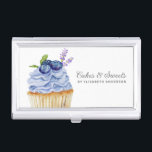 Cakes & Sweets Cupcake Bakery Pastry Chef Business Business Card Holder<br><div class="desc">A cute cupcake with purple frosting and blueberries on top decorates this bakery business card case. Personalise it with your name and business name. Designed for you by Blackberry Boulevard.</div>
