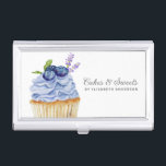 Cakes & Sweets Cupcake Bakery Pastry Chef Business Business Card Holder<br><div class="desc">A cute cupcake with purple frosting and blueberries on top decorates this bakery business card case. Personalise it with your name and business name. Designed for you by Blackberry Boulevard.</div>