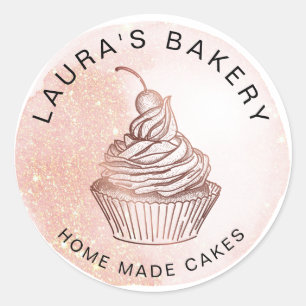 Cakes & Sweets Cupcake Home Bakery Blush Pink Classic Round Sticker