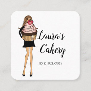 Cakes & Sweets Cupcake Home Bakery Cute Girl Square Business Card