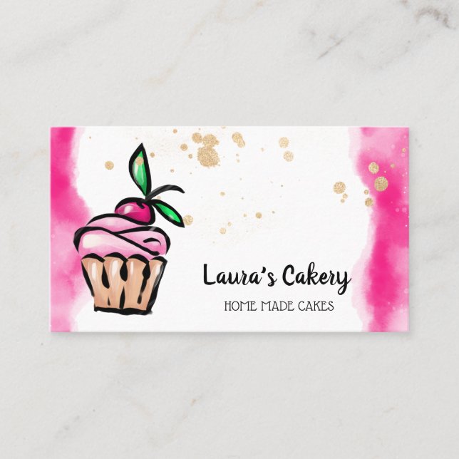 Cakes & Sweets Cupcake Home Bakery cute girly Business Card (Front)