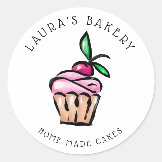 Cakes & Sweets Cupcake Home Bakery cute girly Classic Round Sticker (Front)