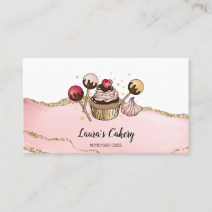 Cakes & Sweets Cupcake Home Bakery Dripping Gold Business Card