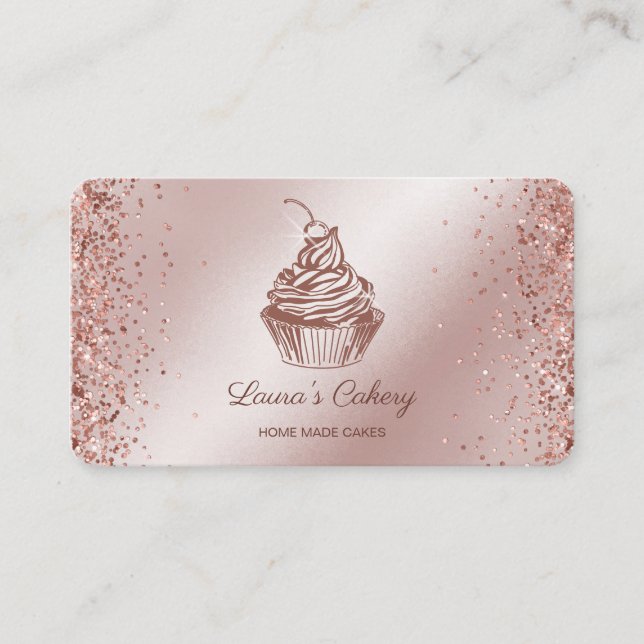 Cakes & Sweets Cupcake Home Bakery Dripping Gold Business Card (Front)
