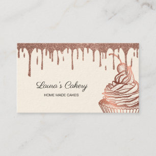 Cakes & Sweets Cupcake Home Bakery Dripping Gold Business Card