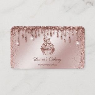 Cakes & Sweets Cupcake Home Bakery Dripping Gold Business Card