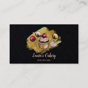 Cakes & Sweets Cupcake Home Bakery Dripping Gold Business Card