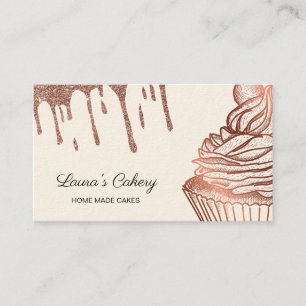 Cakes & Sweets Cupcake Home Bakery Dripping Gold Business Card