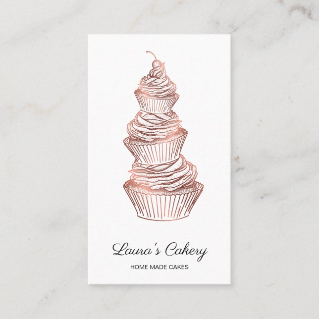 Cakes & Sweets Cupcake Home Bakery Dripping Gold Business Card (Front)