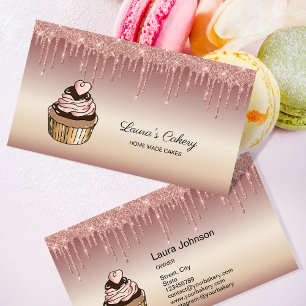 Cakes & Sweets Cupcake Home Bakery Dripping Gold Business Card