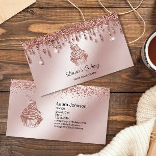 Cakes & Sweets Cupcake Home Bakery Dripping Gold Business Card