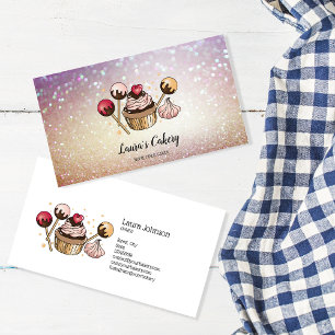 Cakes & Sweets Cupcake Home Bakery Dripping Gold Business Card