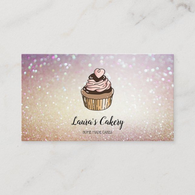 Cakes & Sweets Cupcake Home Bakery Dripping Gold Business Card (Front)