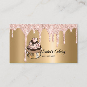 Cakes & Sweets Cupcake Home Bakery Dripping Gold Business Card