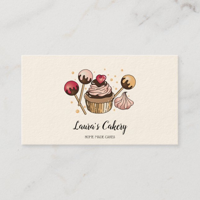 Cakes & Sweets Cupcake Home Bakery Dripping Gold Business Card (Front)