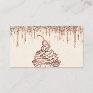 Cakes & Sweets Cupcake Home Bakery Dripping Gold Business Card