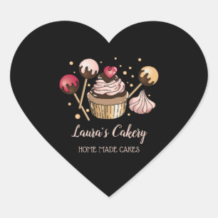 Cakes & Sweets Cupcake Home Bakery Dripping Gold Heart Sticker
