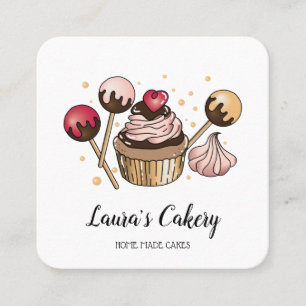 Cakes & Sweets Cupcake Home Bakery Dripping Gold Square Business Card