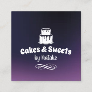 Cakes & Sweets Cupcake Home Bakery Elegant Purple Square Business Card