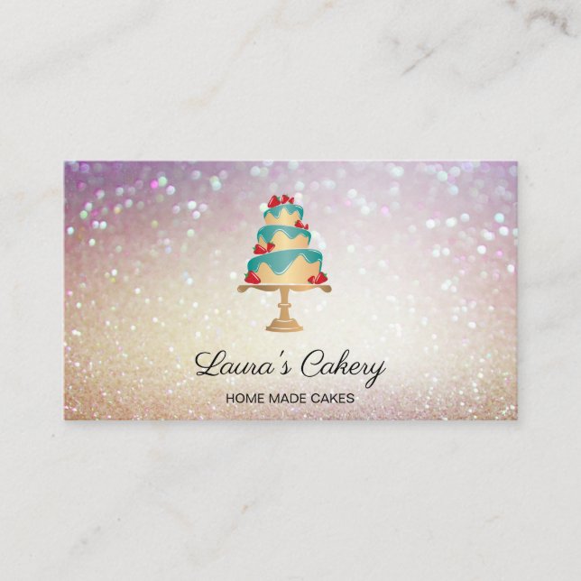 Cakes Sweets Cupcake Home Bakery Girly Strawberry  Business Card (Front)