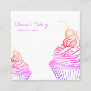 Cakes & Sweets Cupcake Home Bakery Holographic Square Business Card
