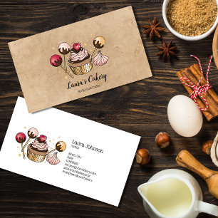 Cakes & Sweets Cupcake Home Bakery Kraft Paper Business Card