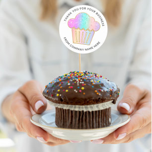 Cakes Sweets Cupcake Home Bakery Logo Holographic  Classic Round Sticker