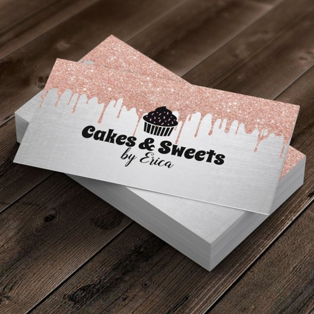 Cakes & Sweets Cupcake Home Bakery Modern Drips Business Card (Creator Uploaded)