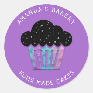 Cakes Sweets Cupcake Home Bakery Purple3D Classic Round Sticker