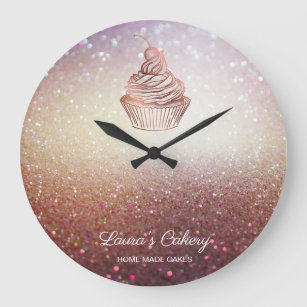 Cakes & Sweets Cupcake Home Bakery Rustic Vintage Large Clock