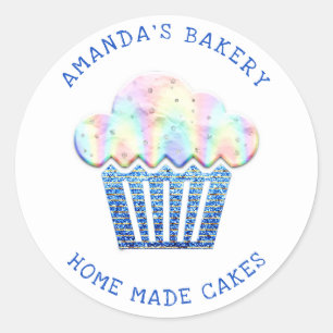 Cakes Sweets Cupcake Home Vegan Bakery Glitter Classic Round Sticker