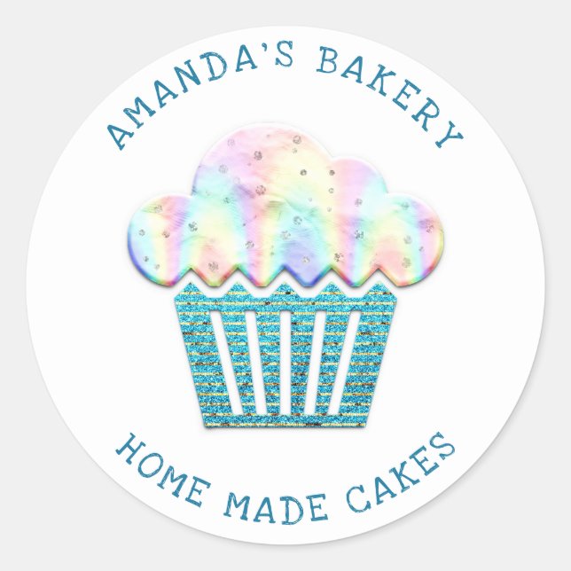 Cakes Sweets Cupcake Home Vegan Bakery Glitter Tea Classic Round Sticker (Front)