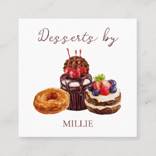 Cakes Sweets Desserts Bakery Square Business Card