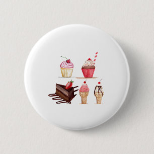 Cakes Watercolor Bakery Sweets Cupcakes Pastry 6 Cm Round Badge